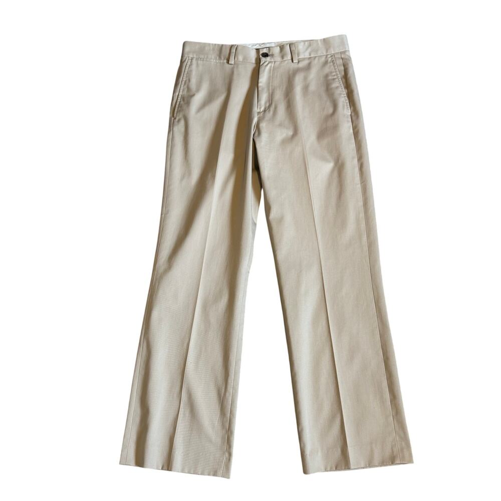 Eddie Bauer Pants Men 33x30 Tan Beige Wrinkle Resistant Relaxed Fit Cotton Twill
